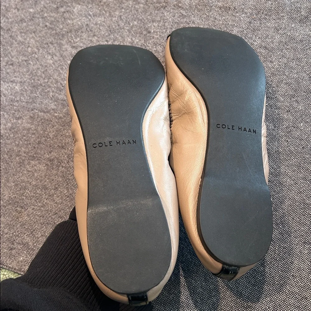 Cole Haan Leather Ballet Flats Black Cap Toe Size 8B Comfort Slip-On